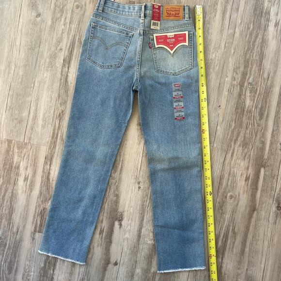 Levi’s Girls Size 12 Jeans High Rise Straight Ankle Fray Hem Stretch NWT - Picture 7 of 8